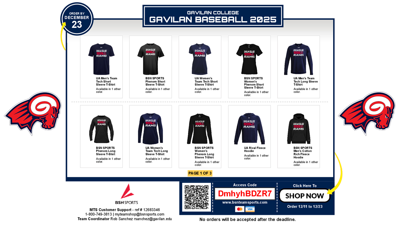 Gavilan Baseball Team Shop now open!